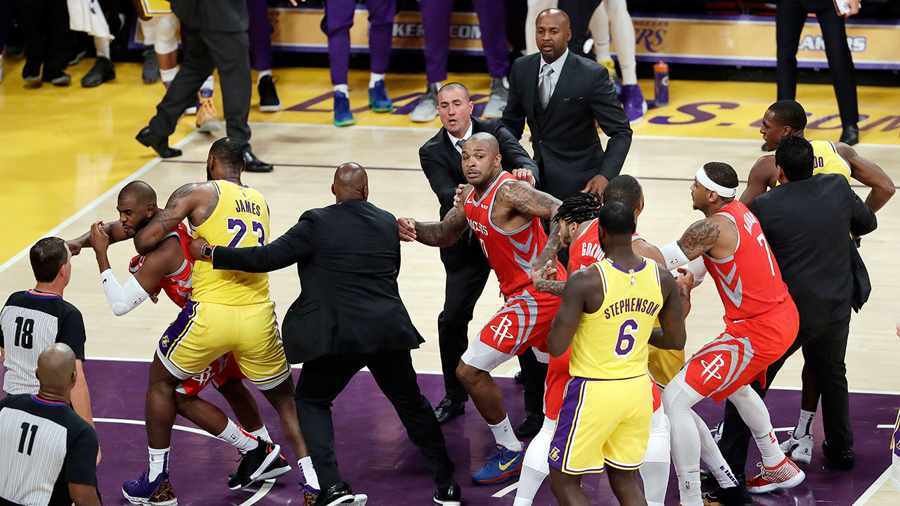 Ingram Rondo Paul Face Suspensions After Lakers Rockets Brawl Ingram Rondo Paul Face Suspensions After Lakers Rockets Brawl