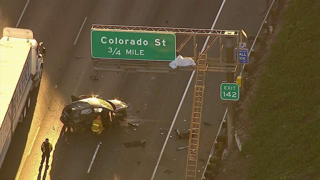 Victim ejected onto 5 Freeway sign after crash near Glendale