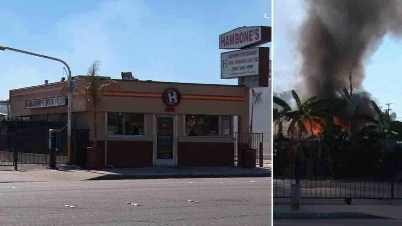 Crews battle fire behind Bellflower BBQ restaurant