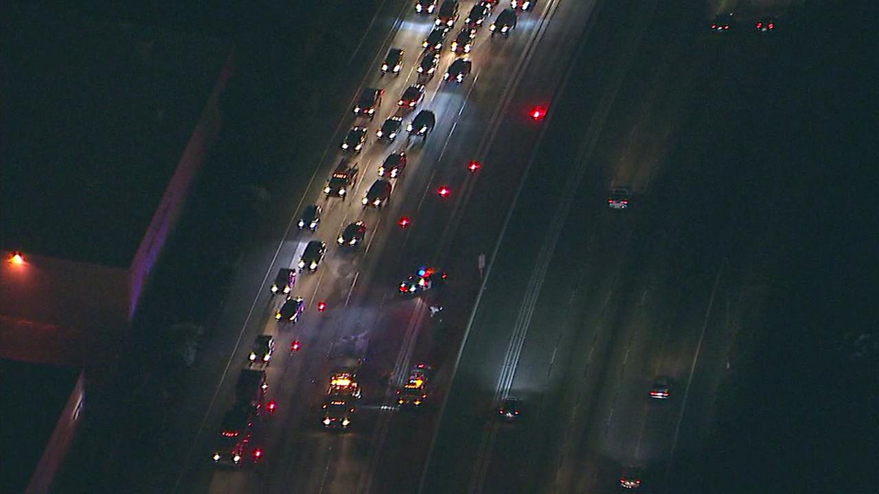 9vehicle crash snarls traffic on SB 101 Freeway in downtown Los