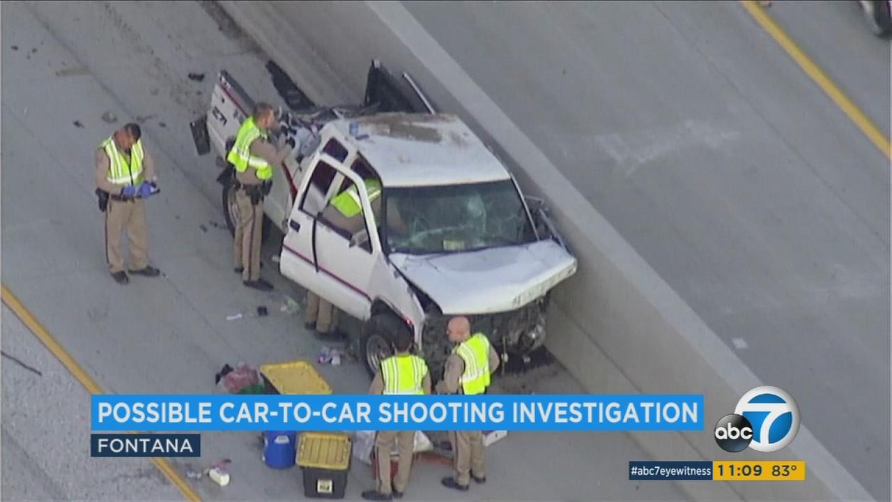 Crash, possible freeway shooting investigated in Fontana