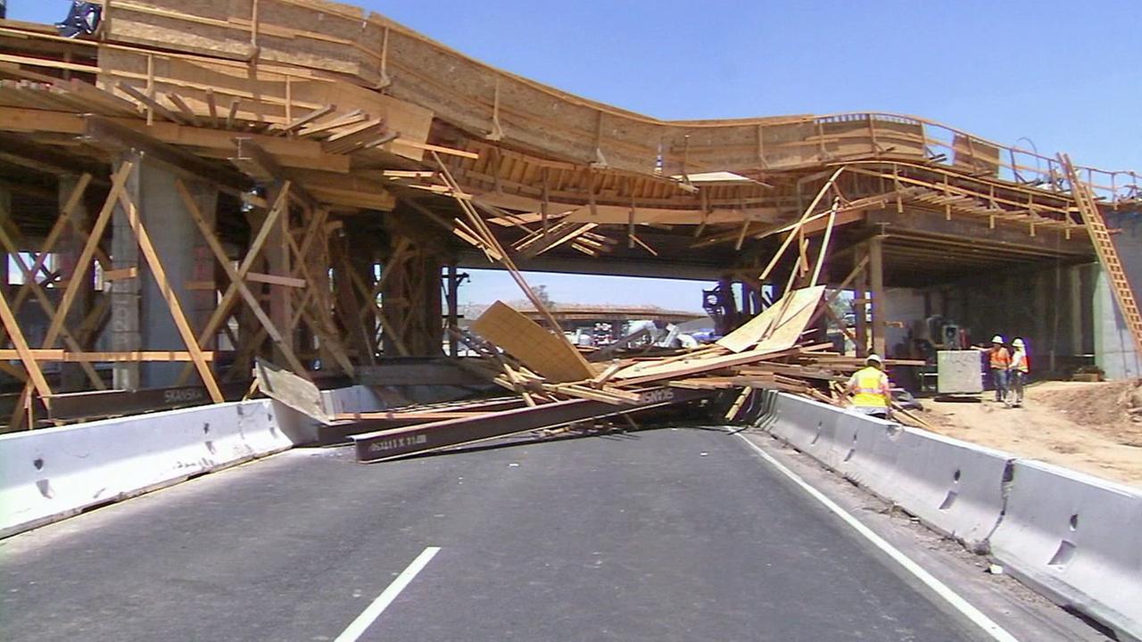 215 Freeway reopens in Perris after crash, partial bridge collapse