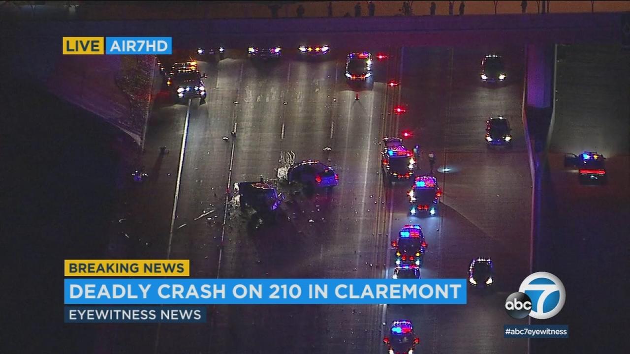 5vehicle crash on 210 Fwy in Claremont caused by chase suspect going