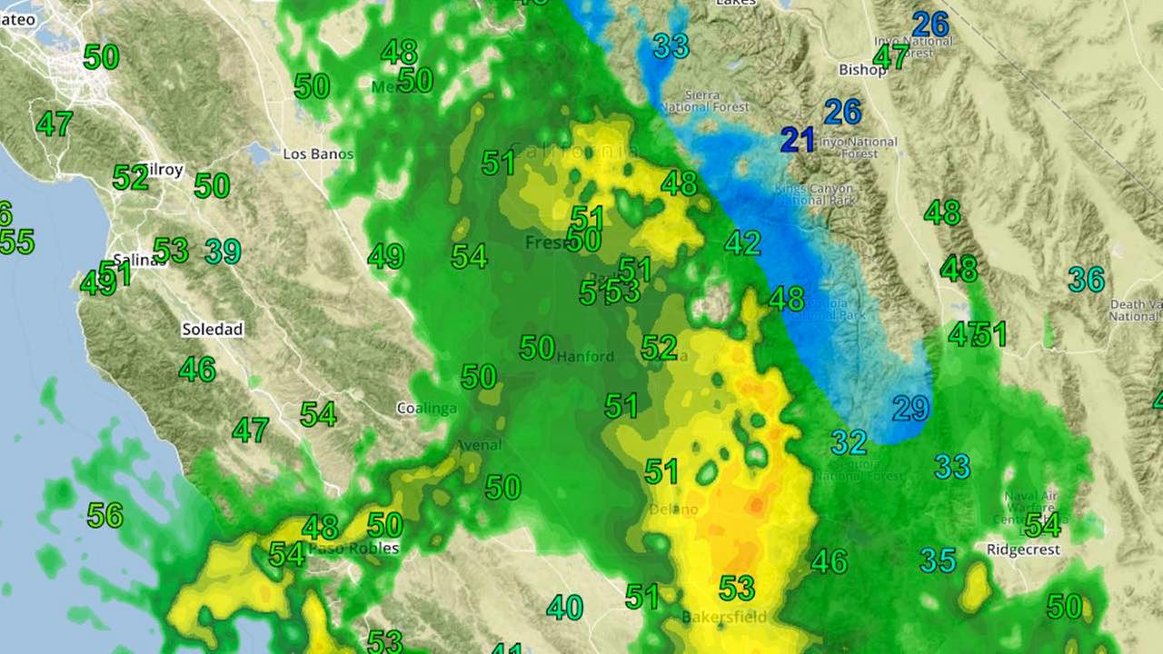Heavy rain and winds sweep through Central California