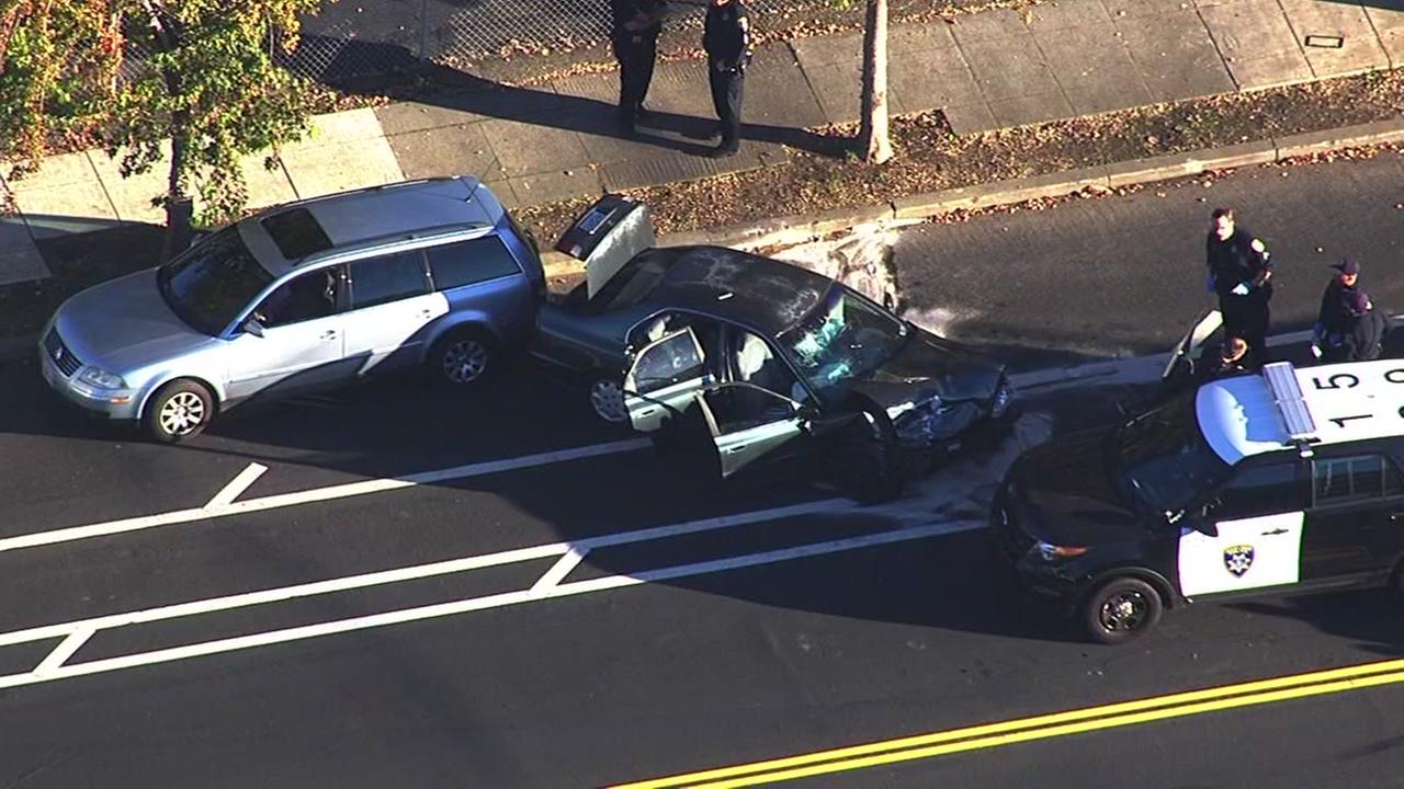 North Oakland car chase ends in crash, at least one injured