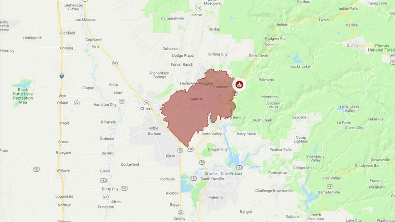 MAPS A Look At The Camp Fire In Butte County And Other California   111018 Kgo Tri Fire Maps Vid 