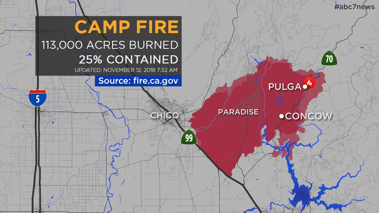 Current Camp Fire Map | World Map Gray