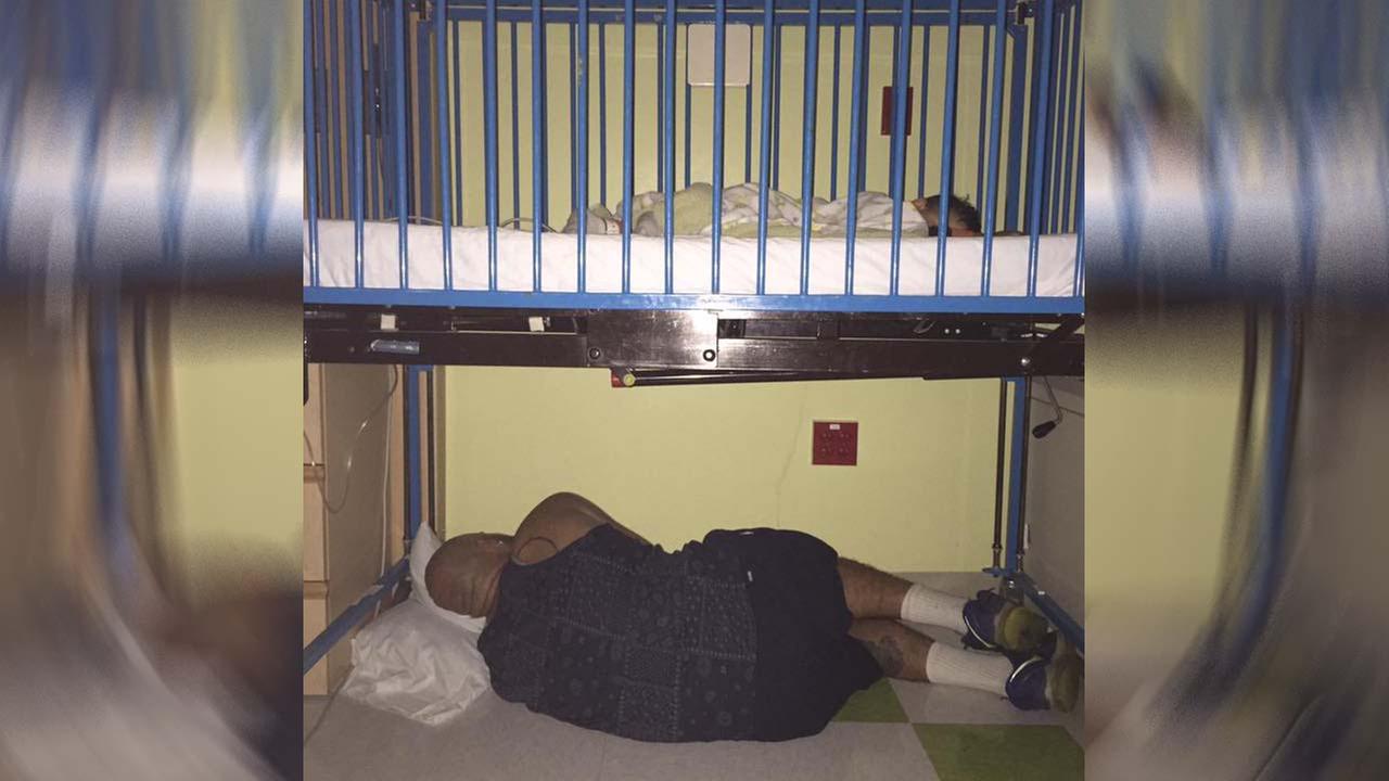 Dad Photographed Sleeping Under Sick Sons Crib Says He Was Just Being