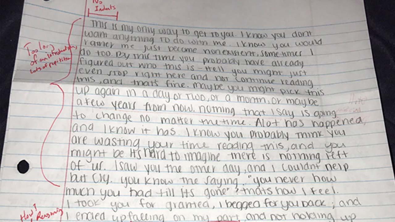 Revenge of the ex? Man grades apology letter from ex-girlfriend | abc13.com