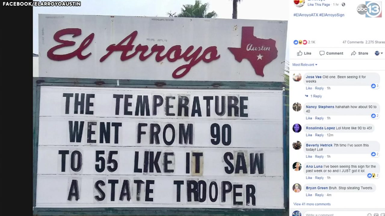 El Arroyo restaurant in Austin, Texas brilliantly explains sudden temperature dr...