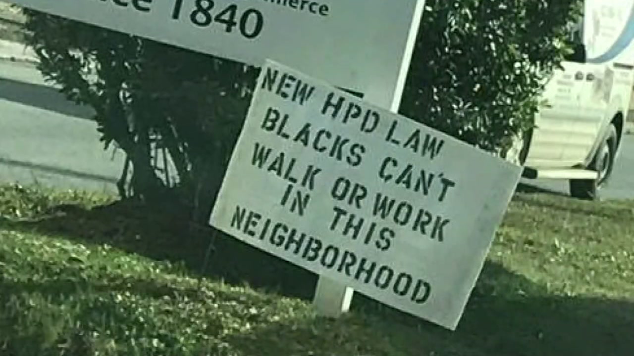'Blacks can't walk or work' in neighborhood, sign warns