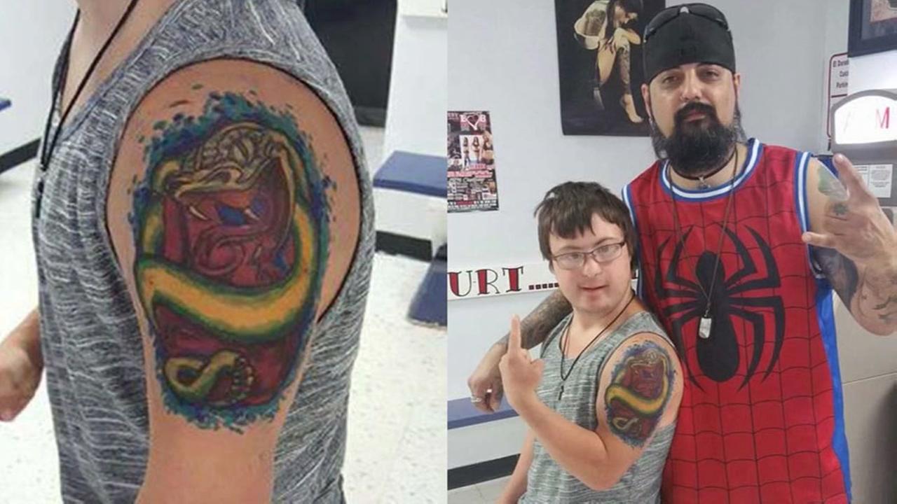 Tattoo artist uses markers to give man with Down Syndrome some "ink