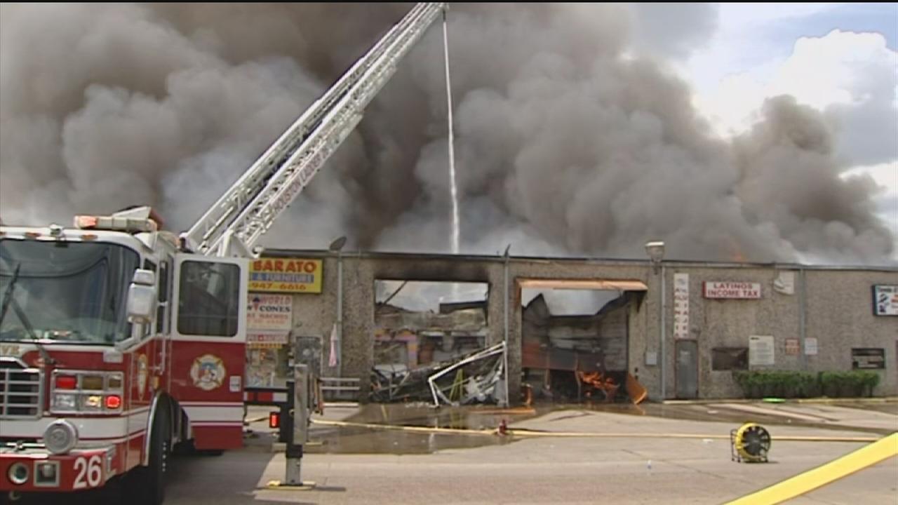 Firefighters battling huge warehouse fire in South Houston