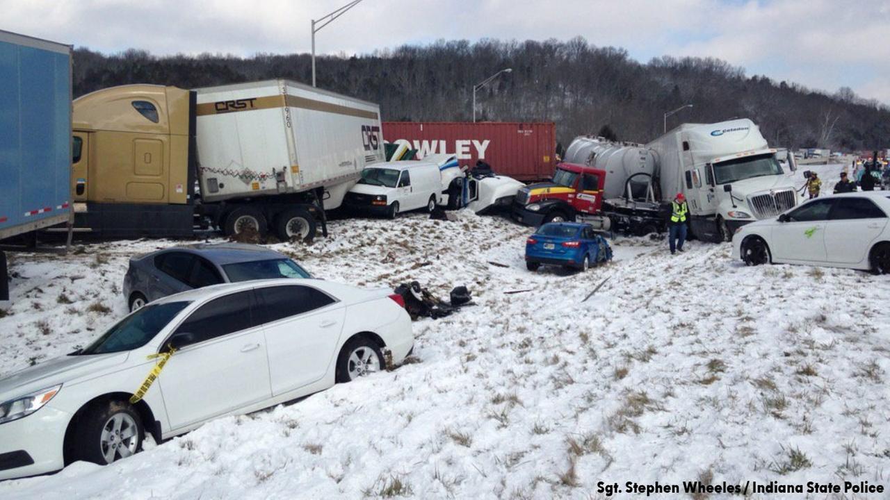 40 vehicles involved in massive pileup crash on I74 near IndianaOhio