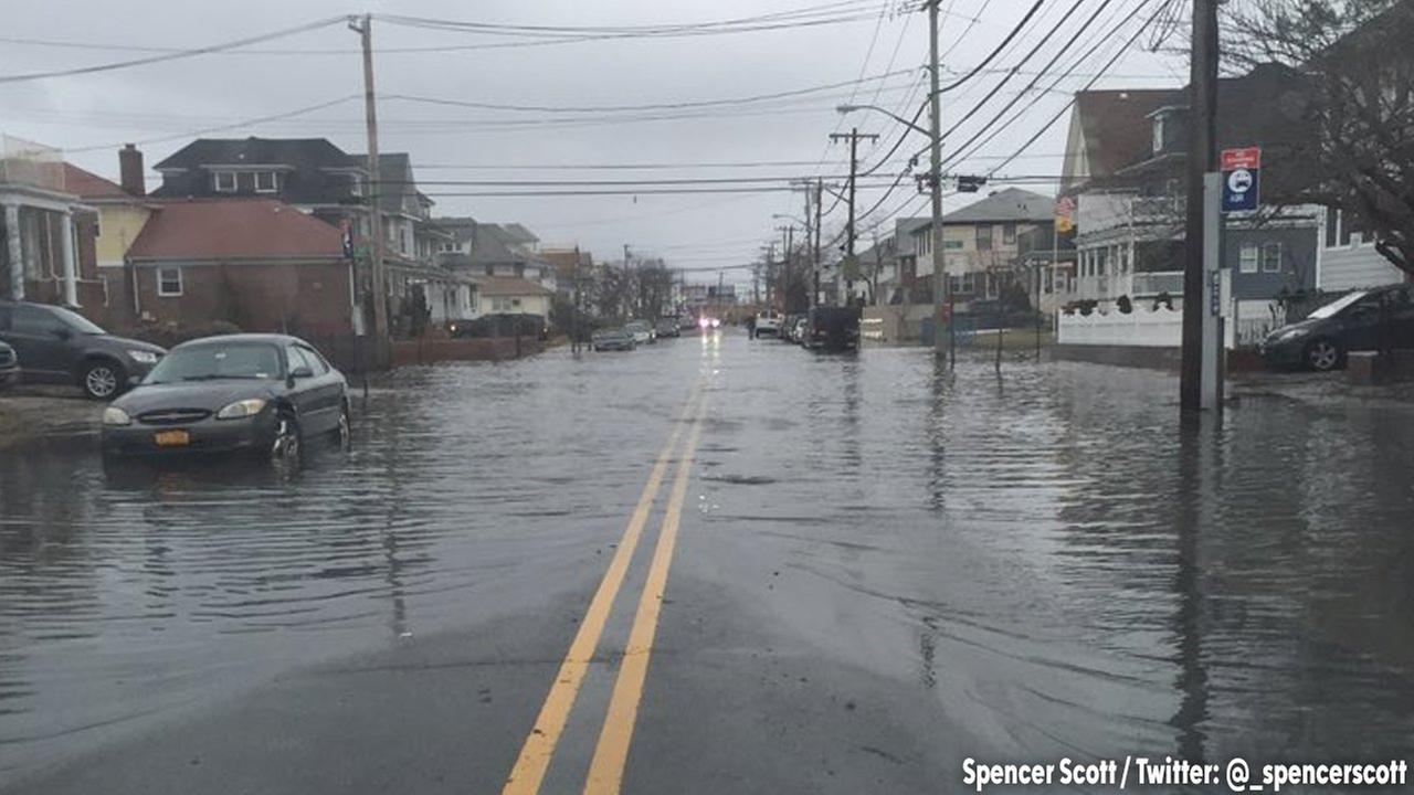 High tide brings significant flooding to parts of Rockaways in Queens