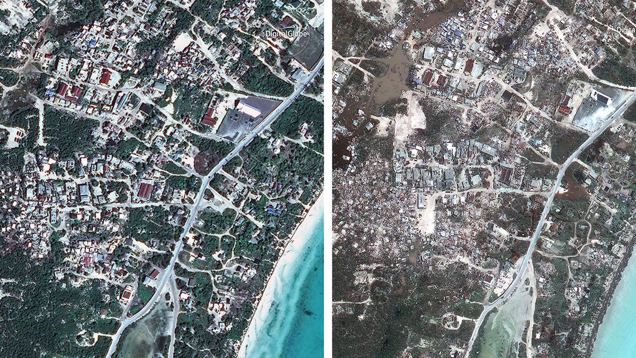 Hurricane Irma Before and after as seen from above