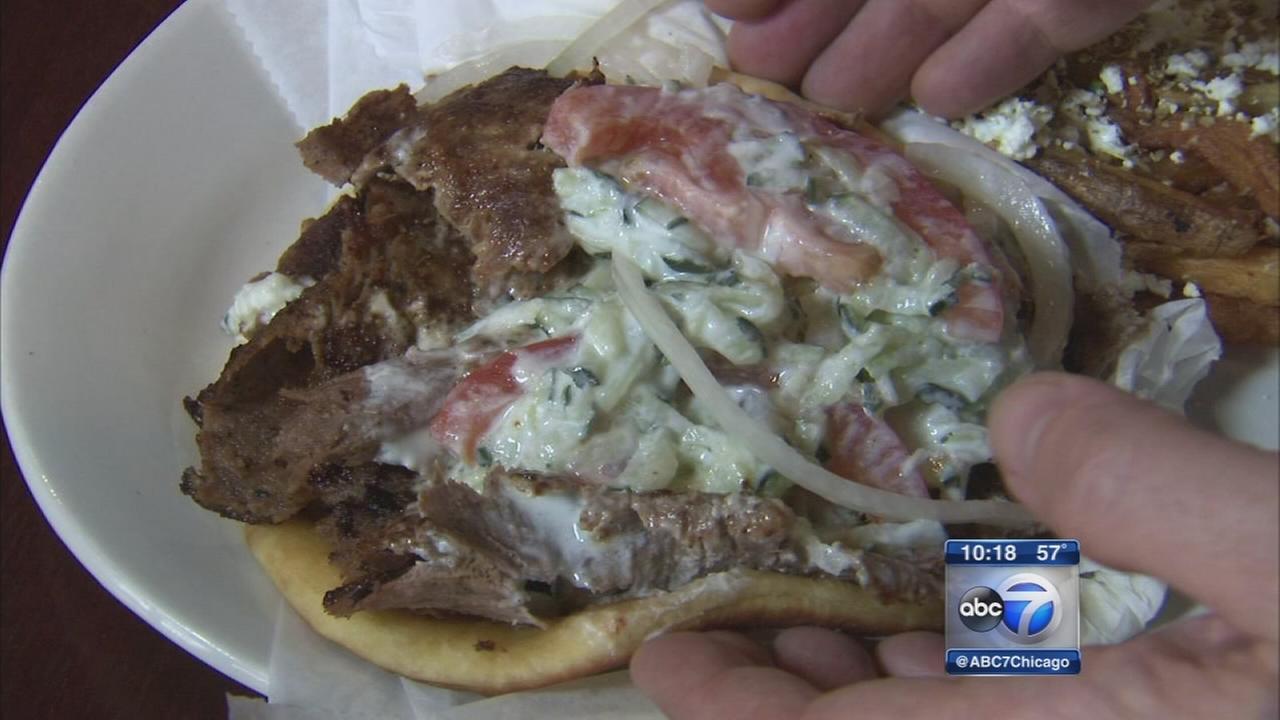 Gyros on the Spit making Greek dish from scratch daily