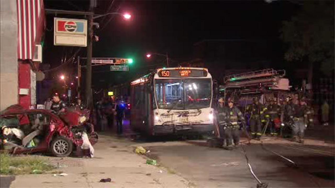 Crash involving fire truck, NJ Transit bus, car in Camden