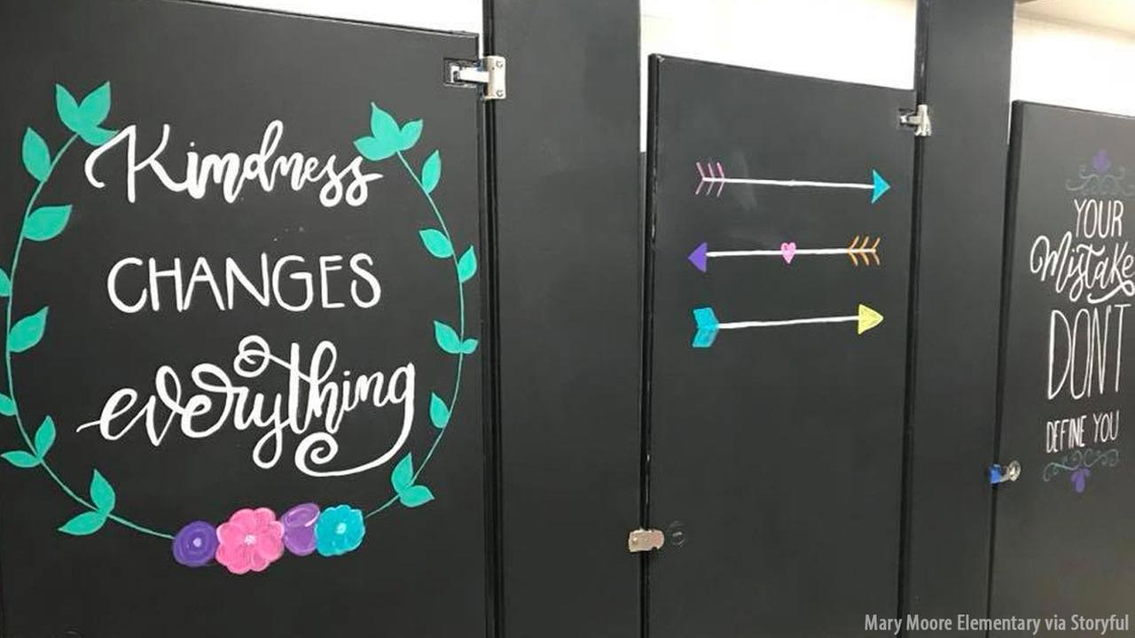 Elementary school parents paint uplifting messages on 