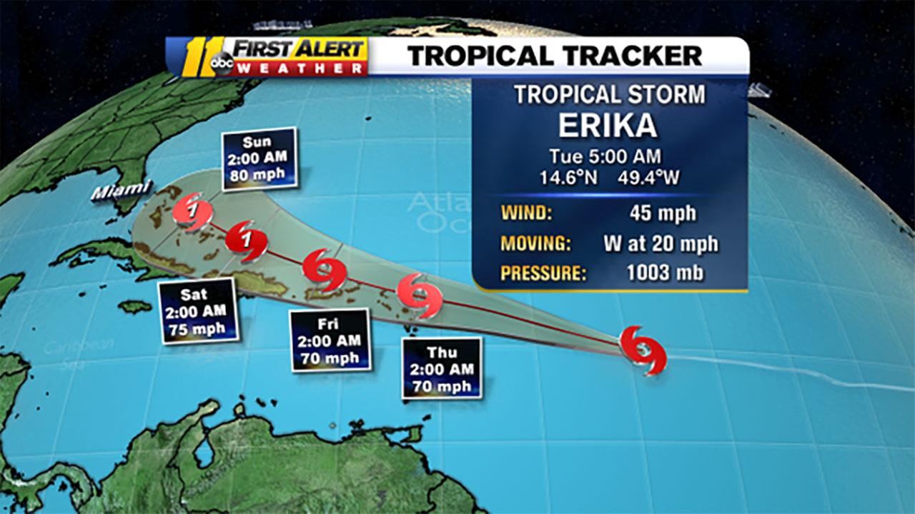 Tropical Storm Erika approaching the Leeward Islands | abc11.com