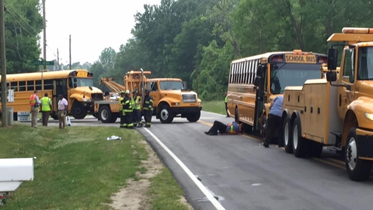 3 hurt when 2 school buses crash in Wendell