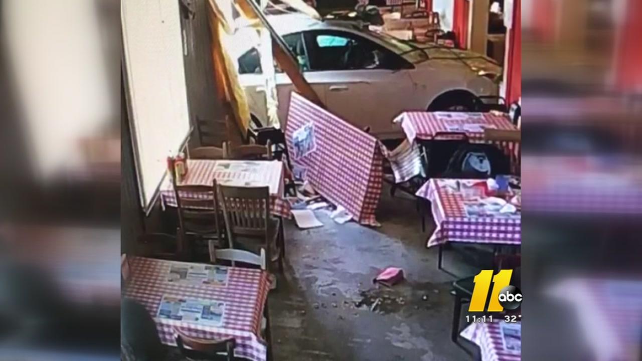 Watch as car crashes through popular Hope Mills eatery