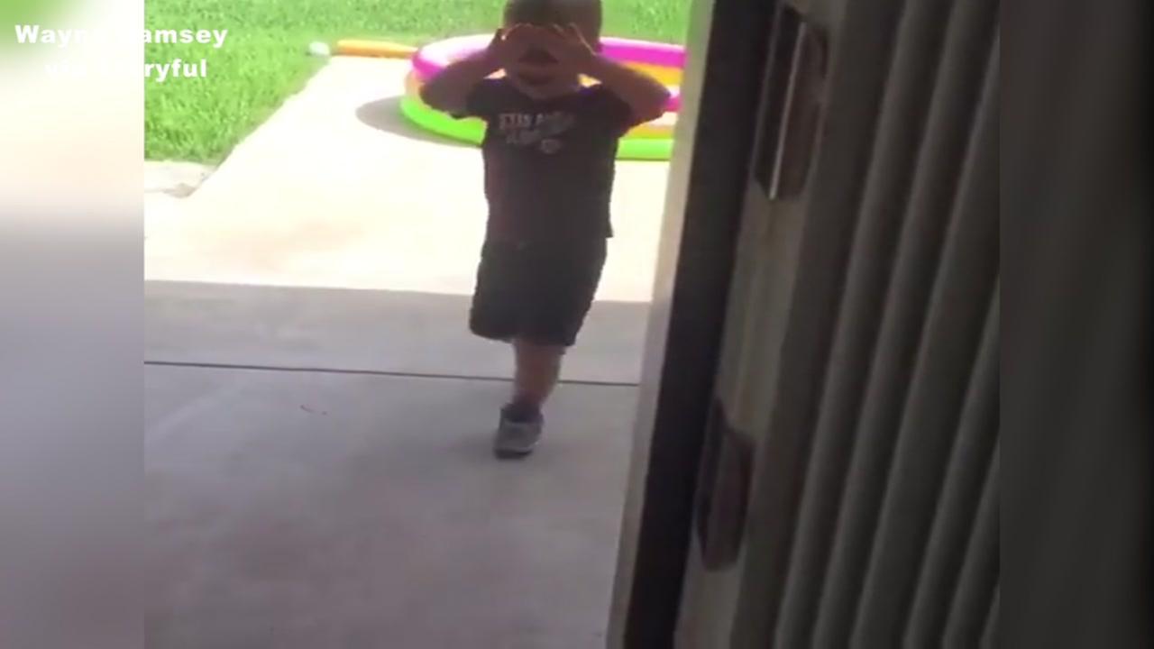 Little boy can't stand Texas heat wave