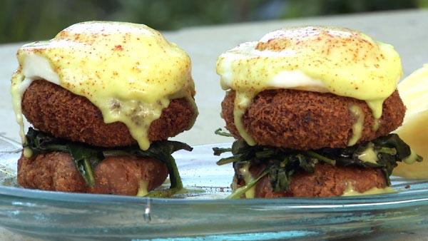 Island Taro and Crab Cake Benedict